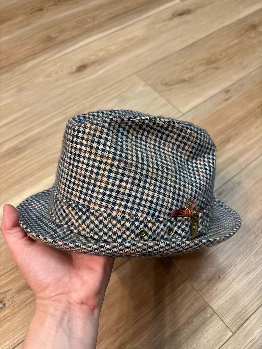 Vintage Knox Plaid Fedora Hat Size 7 3/8